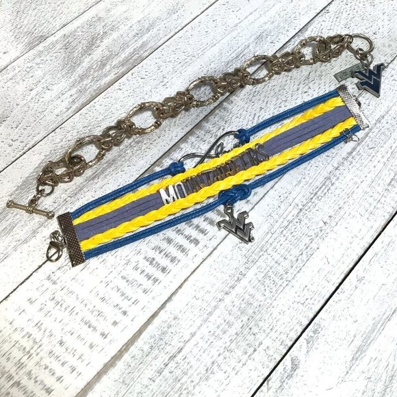 West Virginia Mountaineers Bracelets Set With Charms Toggle Clasp - Picture 3 of 3